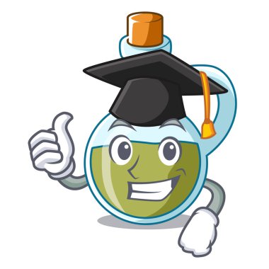 Mezuniyet cam şişe sigorta primi zeytinyağı karakter vektör çizim