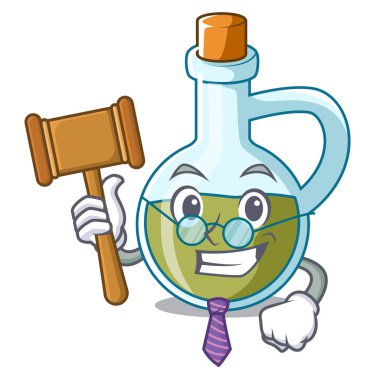 Yargıç küçük şişe zeytinyağı maskot vektör çizim