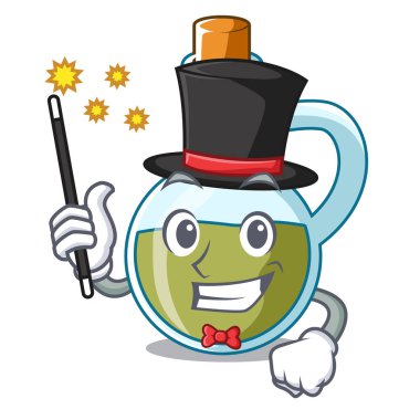 Sihirbaz küçük şişe zeytinyağı maskot vektör çizim