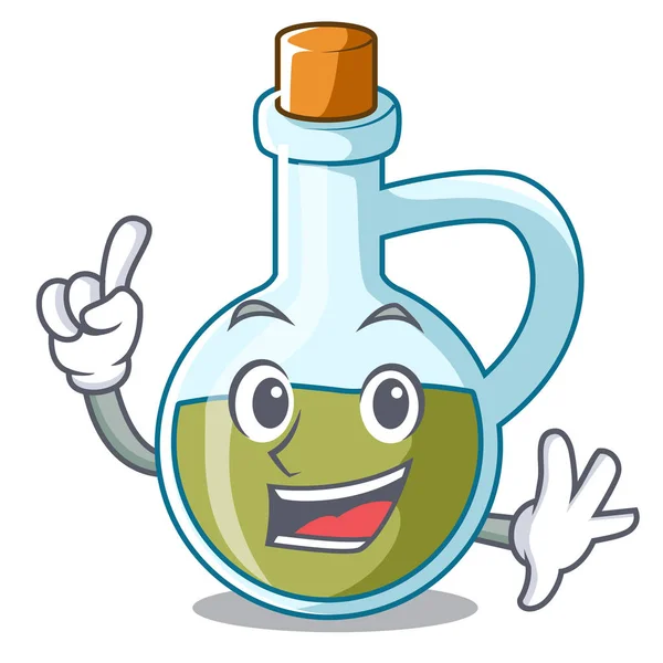 Finger Kleine Flasche Olivenöl Maskottchen Vektor Illustration — Stockvektor