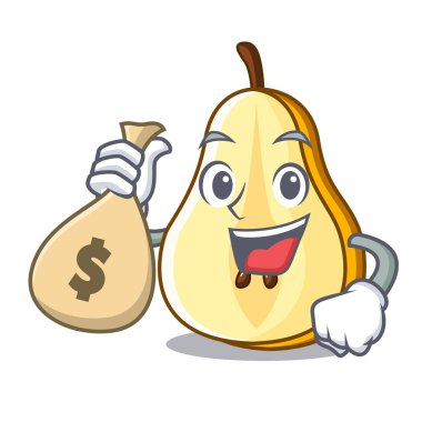 Para çantası karakter karikatür taze yeşil armut tüm vektör çizim ile