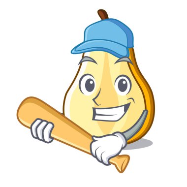 İskambil beyzbol karakter karikatür taze yeşil armut tüm vektör çizim