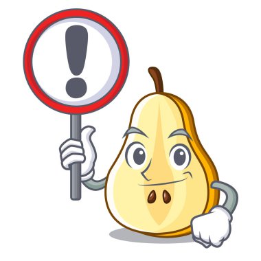 İşareti karakter karikatür taze yeşil armut tüm vektör çizim ile