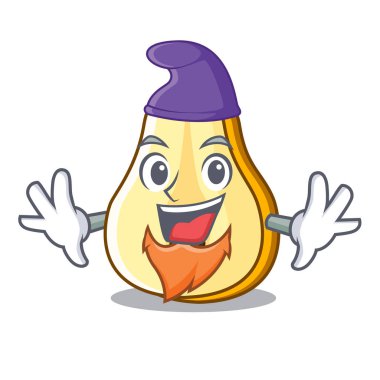 Elf karakter karikatür taze yeşil armut tüm vektör çizim