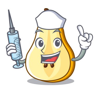 Olgun yeşil armut karakter vektör halat dilim hemşire