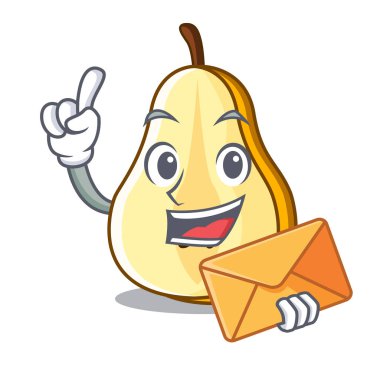 Olgun yeşil armut karakter vektör halat zarf dilim ile