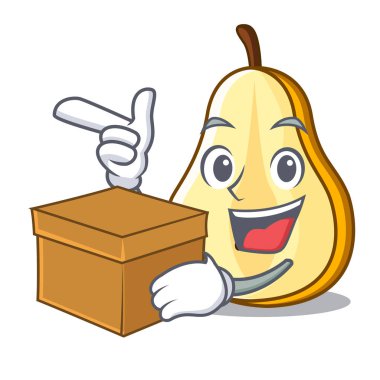 Olgun yeşil armut karakter vektör halat kutusu dilim ile