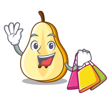 Olgun yeşil armut karakter vektör halat dilim alışveriş