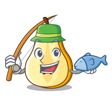 Çizgi film vektör illüstrasyon izole armut yarısı Balık tutma