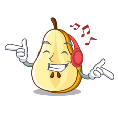 Armut yarısı üzerinde çizgi film vektör illüstrasyon izole müzik dinleme