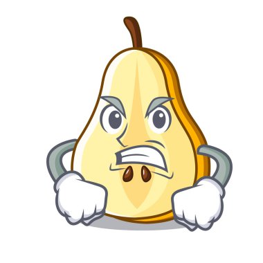 Kızgın çizgi film vektör illüstrasyon izole armut yarısı