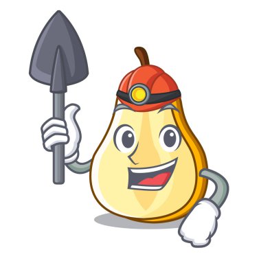 Armut yarısı üzerinde çizgi film vektör illüstrasyon izole madenci