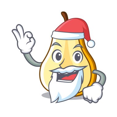 Santa taze sulu armut maskot karikatür vektör çizim dilimlenmiş