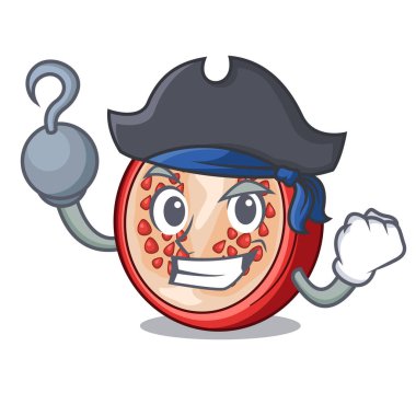 Korsan nar dilim üzerinde karakter karikatür vektör illüstrasyon izole