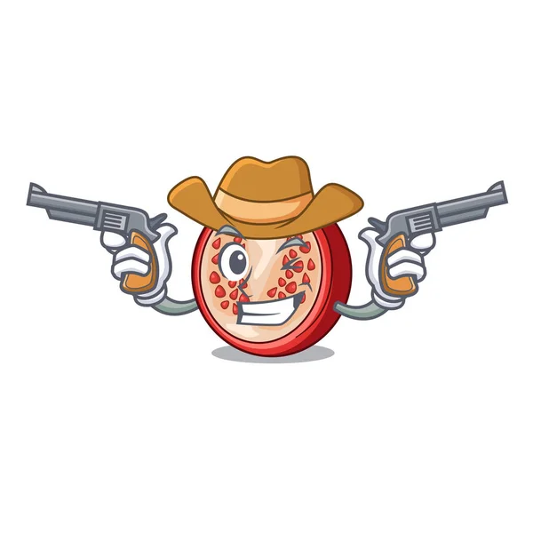 Cowboy Melograno Fetta Isolato Sul Personaggio Cartone Animato Vettoriale Illustrazione — Vettoriale Stock