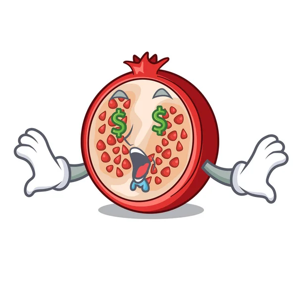 Peníze Oko Kreslený Čerstvé Granátové Jablko Jeho Polovinu Vektorové Ilustrace — Stockový vektor