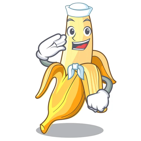 Sailor Mogen Banan Isolerad Karaktär Tecknade Vektorillustration — Stock vektor