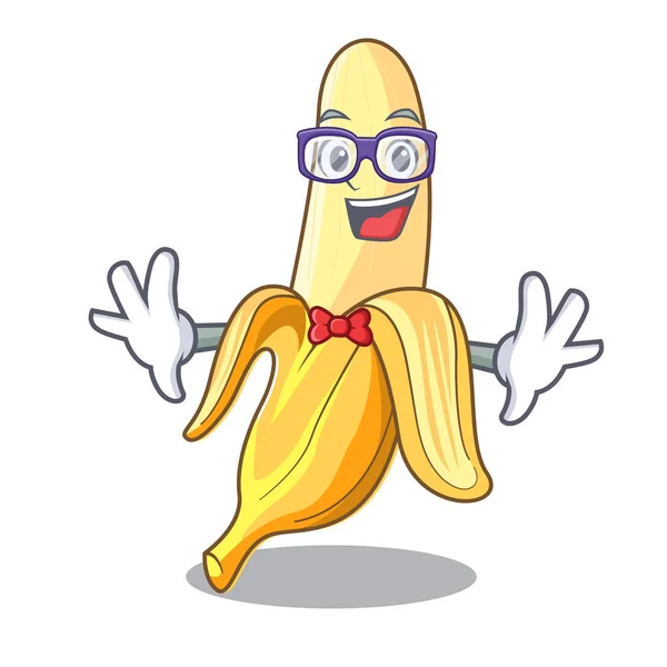 Geek Karakter Banaan Vrucht Markt Vectorillustratie — Stockvector