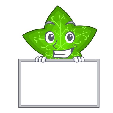 Yönetim Kurulu sarmaşık yaprağı üzerinde karakter karikatür vektör illüstrasyon izole sırıtarak