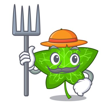 Çiftçi Ivy yaprak üzerinde karakter karikatür vektör illüstrasyon izole