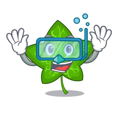 Karakter karikatür vektör çizim dalış yeşil sarmaşık yaprağı