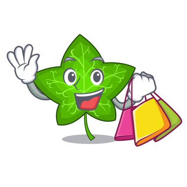 Karakter karikatür vektör çizim alışveriş yeşil sarmaşık yaprağı