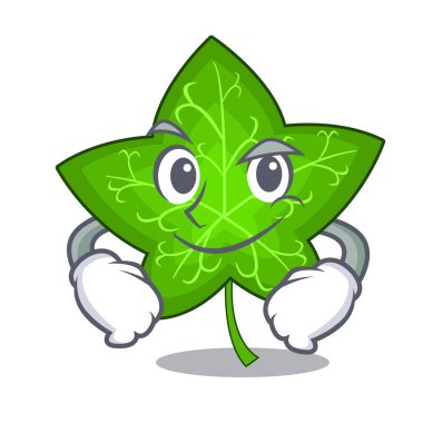 Karakter karikatür vektör çizim Smirking yeşil sarmaşık yaprağı