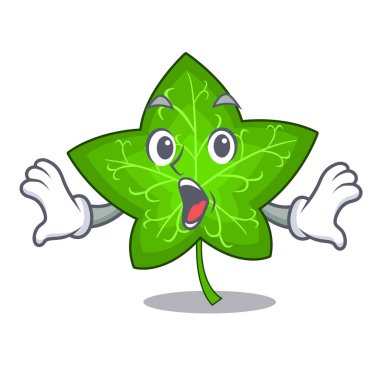 Sürpriz taze yeşil sarmaşık yaprağı maskot karikatür vektör çizim