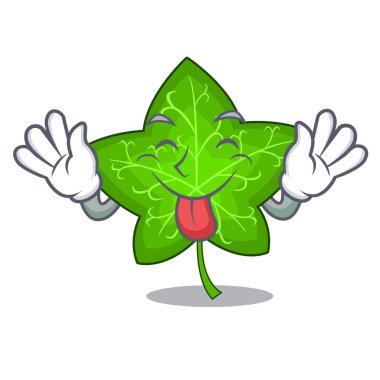 Maskot dilini çizgi film güzel sarmaşık yaprağı bitki vektör çizim