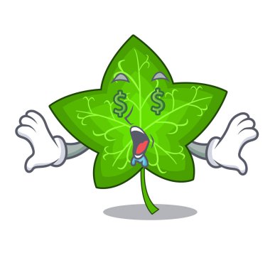 Para göz maskot güzel sarmaşık yaprağı bitki vektör çizim karikatür