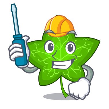 Otomotiv maskot güzel sarmaşık yaprağı bitki vektör çizim karikatür