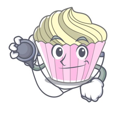 Karakter karikatür vektör çizim ile doktor kek beze