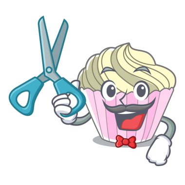 Karakter karikatür vektör çizim ile Kuaför kek beze