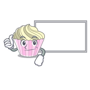 Başparmak yukarıya ile karakter karikatür vektör çizim ile yönetim kurulu kek beze