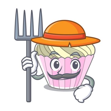 Karakter karikatür vektör çizim ile çiftçi kek beze