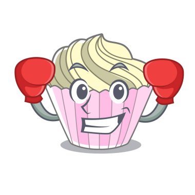 Karakter karikatür vektör çizim ile boks kek beze