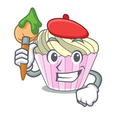 Karakter karikatür vektör çizim ile sanatçı kek beze