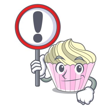 İşareti kek kremayla ile karakter karikatür vektör çizim içinde