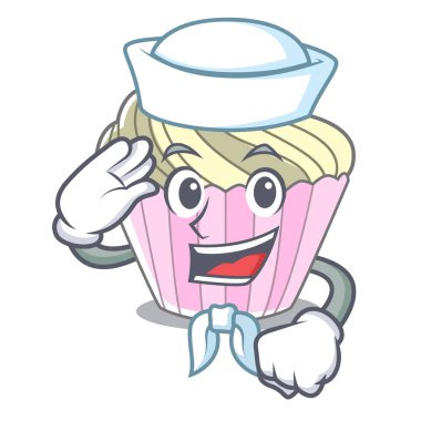 Karakter karikatür vektör çizim ile denizci kek beze