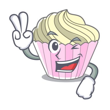 İki karakter karikatür vektör çizim üzerinde ev yapımı beze pasta parmak