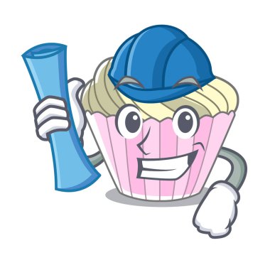 Ev yapımı beze pasta karakter karikatür vektör çizim üzerine Mimar