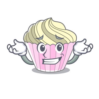 Ev yapımı beze pasta karakter karikatür vektör çizim üzerinde sırıtarak