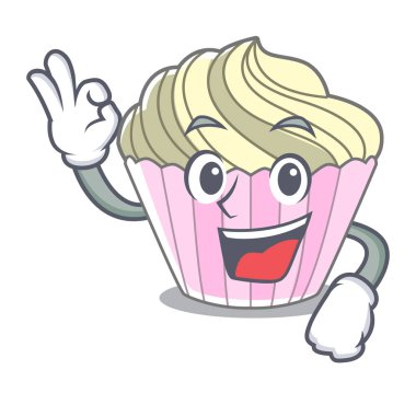 Ev yapımı beze pasta üzerinde karakter karikatür vektör çizim Tamam