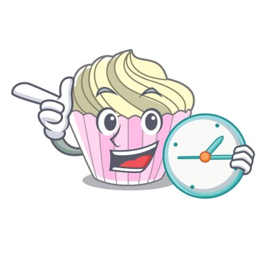 Karakter karikatür vektör çizim Tarih ile saat ev yapımı beze pasta