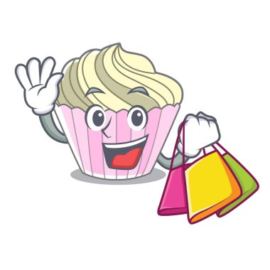 Ev yapımı beze pasta karakter karikatür vektör çizim üzerinde alışveriş