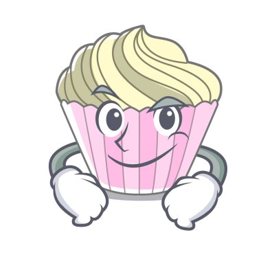 Karakter karikatür vektör çizim Smirking ev yapımı beze pasta