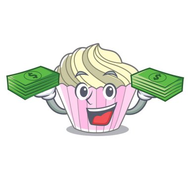 Para tatlı beze pasta izole maskot karikatür vektör çizim ile