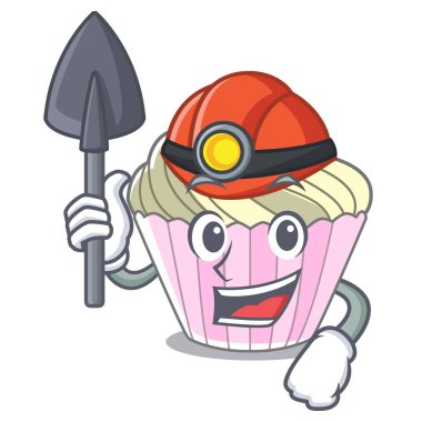 Madenci tatlı beze pasta maskot karikatür vektör illüstrasyon izole