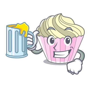 Suyu tatlı beze pasta izole maskot karikatür vektör çizim ile