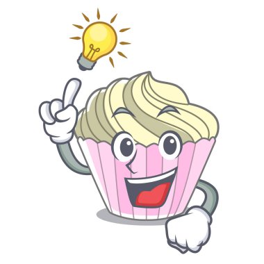 Maskot karikatür vektör çizim üzerinde bir fikir nefis beze pasta var